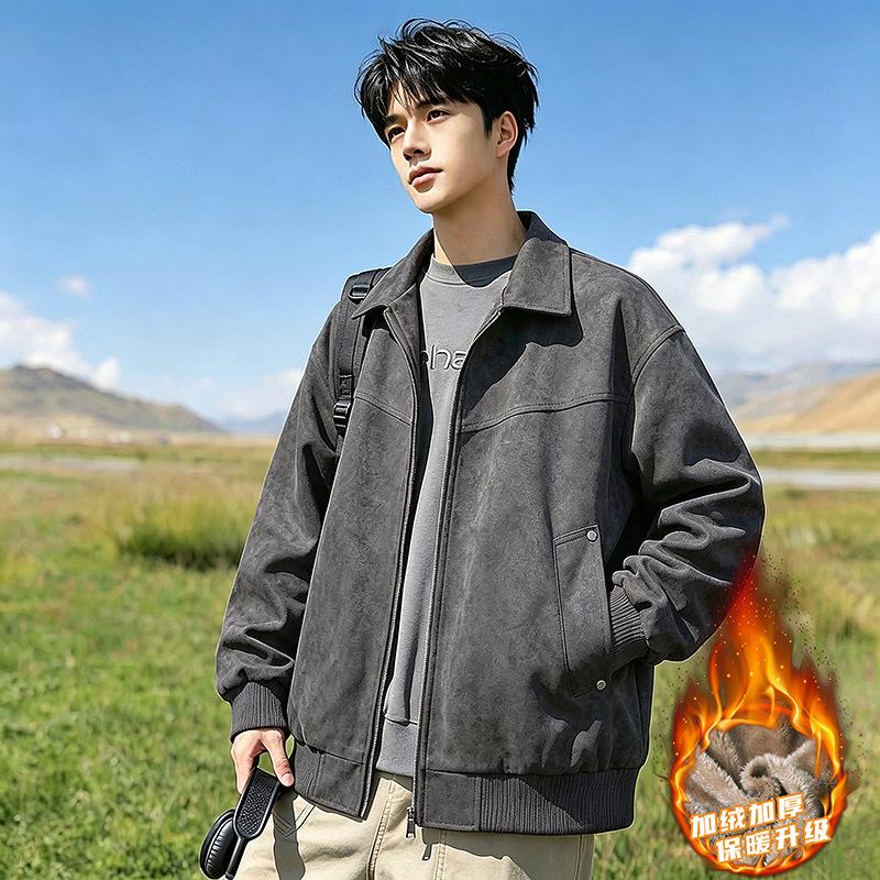 Men S Pu Leather Fleece Lined Warm Casual Jacket