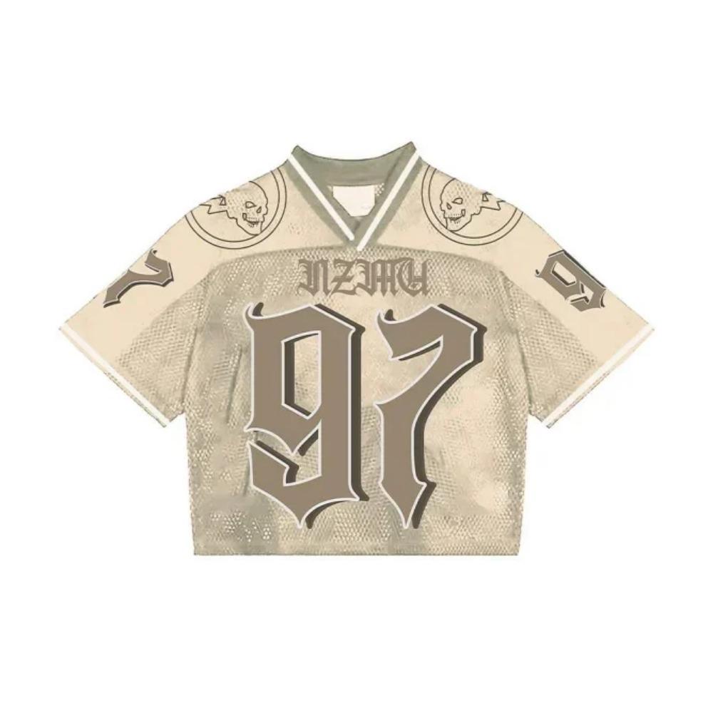 RogueWave Y2K T Shirt American Fashionable Breathable Splicing Loose Football Jersey Streetwear Casual Breathable Unisex Short Sleeve Top