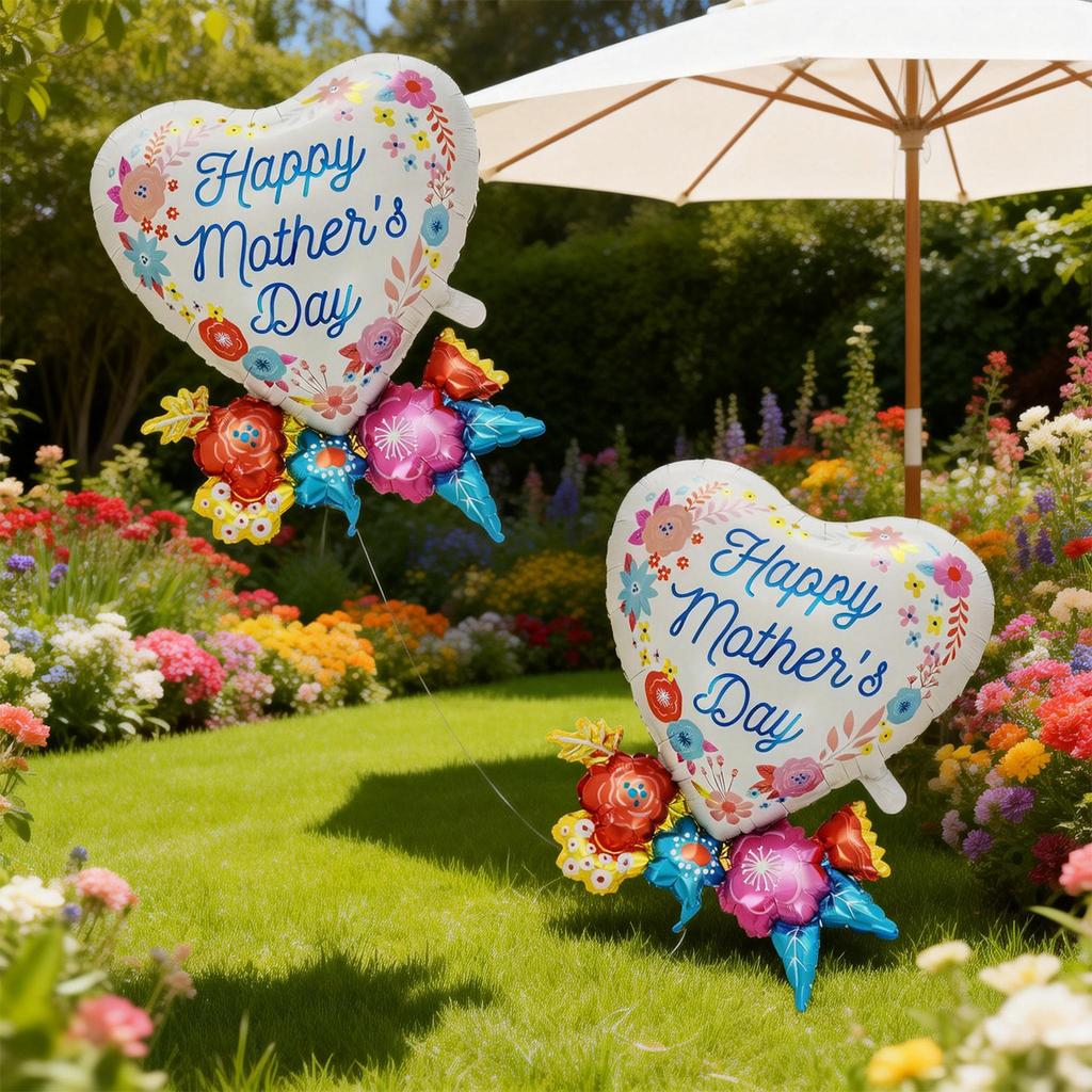 2 Stück Frohen Muttertag Folienblumenstrauß Ballon-Set Muttertag Geburtstagsfeier Dekorationszubehör Beste Mama Jahrestagsdeko