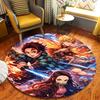 Demon Slayer Round Area Rug,Carpet Rug for Living Room Bedroom Sofa Playroom Decor,Non-slip Floor Mat