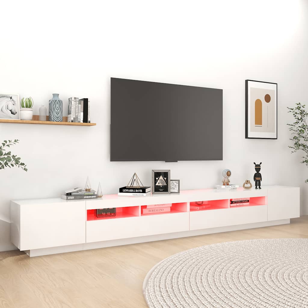 Vidaxl TV Cabinet with LED Lighting, White, 300X35X40 Cm