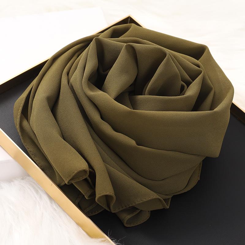 Muslim Hijab Scarf With Zipper Plain Bubble Chiffon Ready To Wear Veiled Hijab Wrap Solid Shawls Headscarf Turban Ramadan