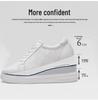 Men's Plus Size Autumn Height-Boost 6CM Leather Sneakers - Fashionable Casual White Shoes