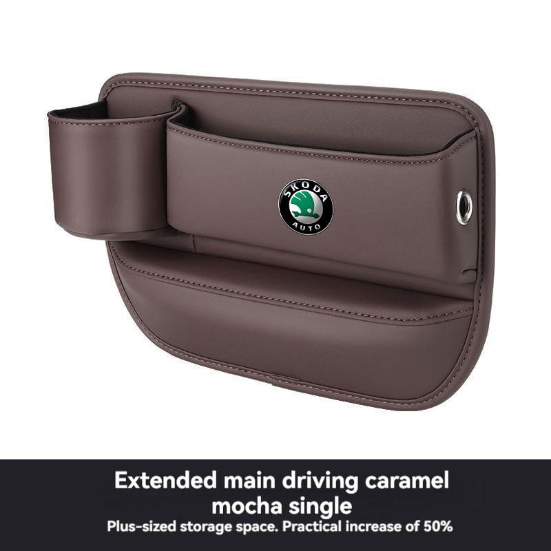 Multifunction Leather Car Seat Organizer Box Gap Filler With Cup Holder For Skoda Superb Kodiaq Octavia 2 3 Rapid Fabia Karoq A7