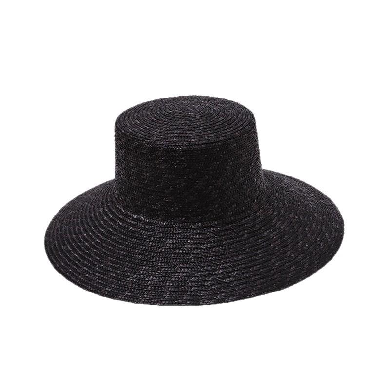 Black Large Brim Light Version Straw Straw Straw Hat Women's Summer Retro Fashion Sunshade Sunscreen Woven Beach Hat