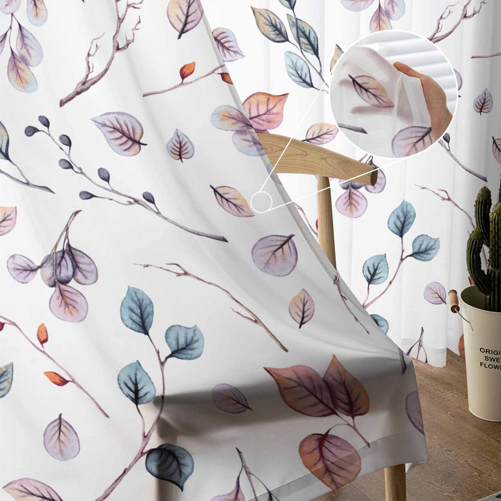 Autumn Thanksgiving Leaf Plants Sheer Curtains for Kids Bedroom Living Room Voile Window Curtains Tulle Drapes