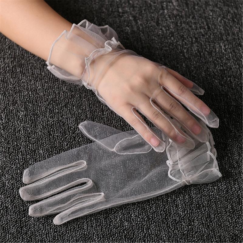 Wedding Gloves Proms Gloves Tulle Short Thin Gloves for Operas Women Lady Theme Proms Costume Accessories