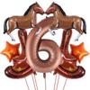 9pcs Western Party Balloons Horse Boots Balloons Wild West Cowboy Rodeo Themed Birthday Party Bachelor Party Farm Decorations