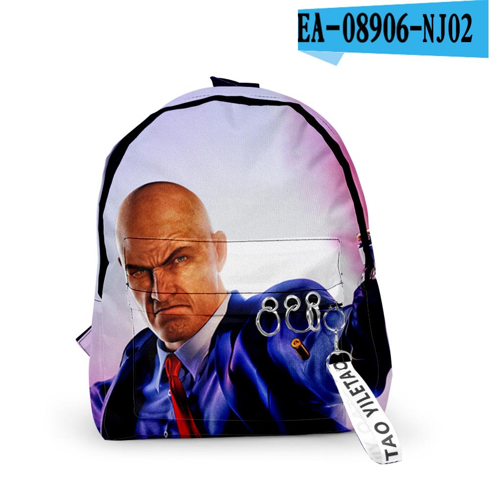 Cartoon Youthful Game Hitman School Bags Notebook Backpacks Boys/Girls 3D Print Oxford Waterproof Key Chain Small Travel Bags