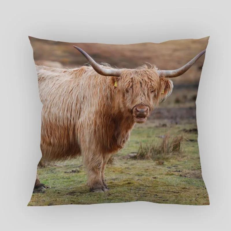 Highland Cow Pillow Cover Customize Pillowcase Modern Home Decorative Pillow Case For Living Room 45X45cm,40X40cm