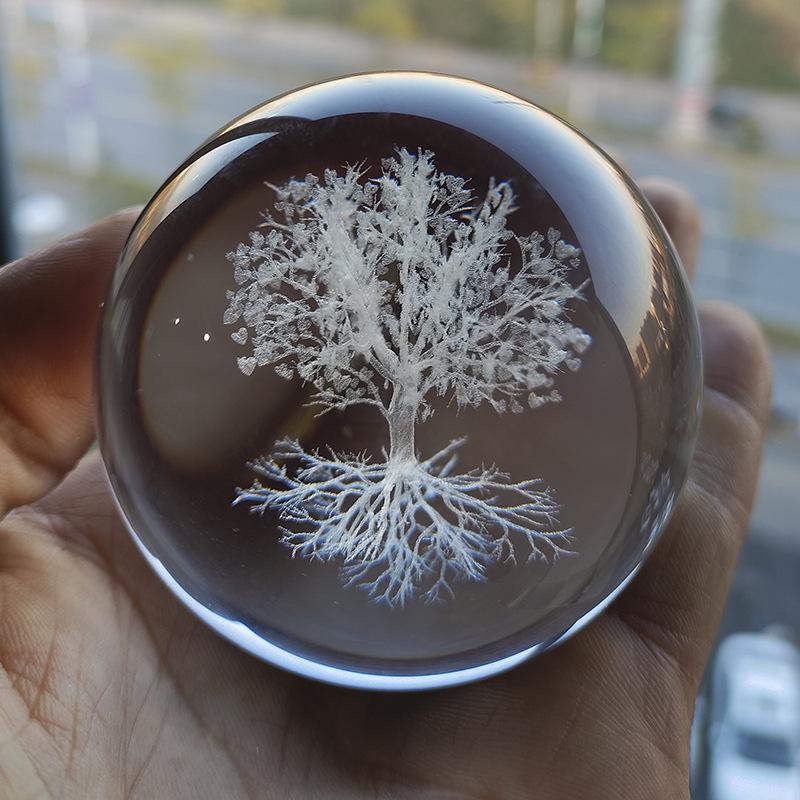 30 Clear Crystal Balls with 3D Laser-Engraved Solar System and Earth Galaxy Design - Creative Desktop Ornaments