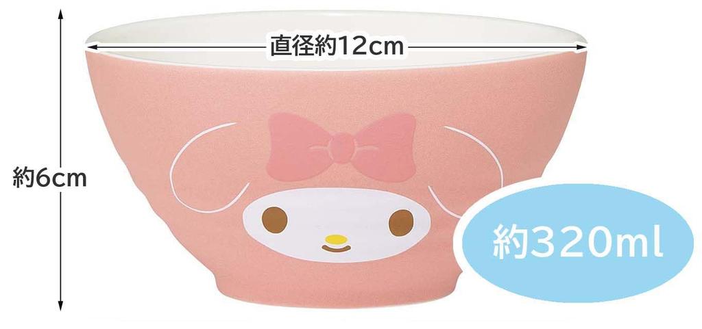 Skater 320ml Ceramic Rice Cute Gift for Sanrio My Bowl, Small, Adults, Melody, Girls, CHRB2-A
