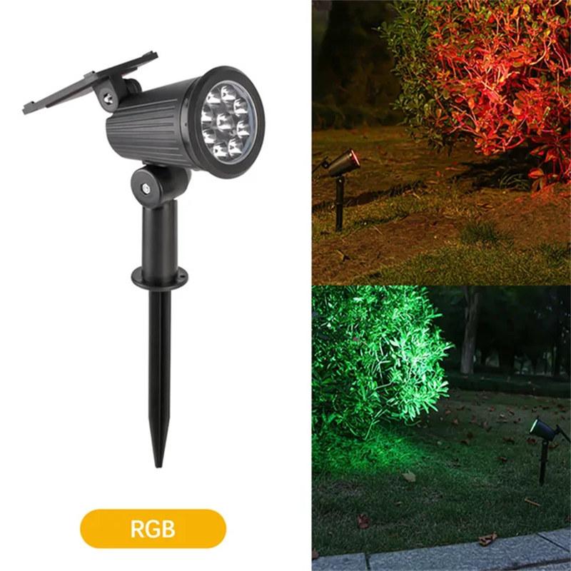 9 LED solar spotlights, utendørs IP65 vanntett, spotlys, lysstyrke justerbar for hage bakgård oppkjørselen uteplass lovdekor