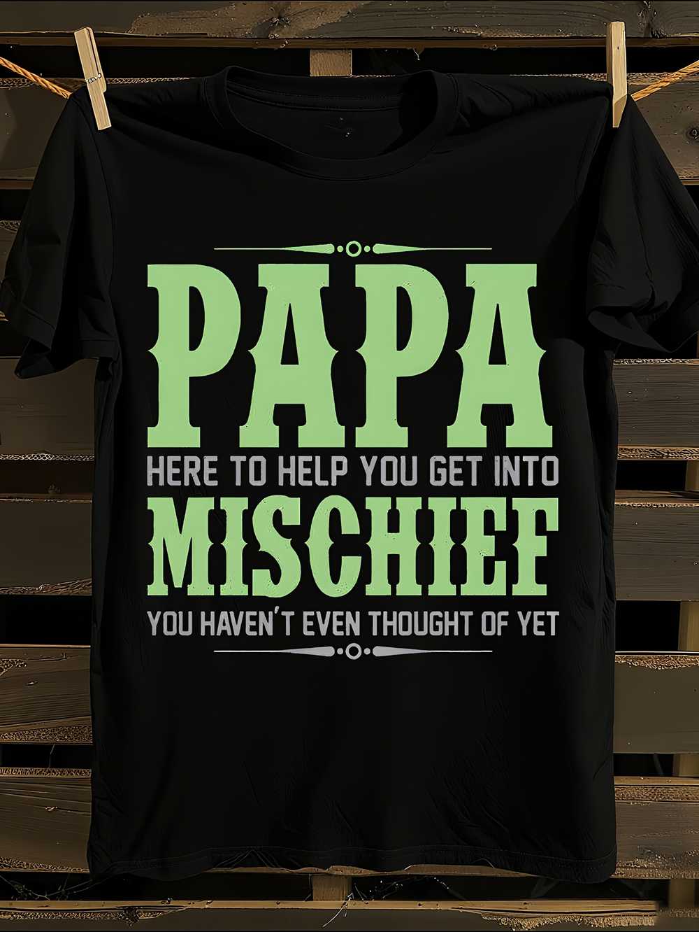 

s Funny Papa s Mischief Slogan T-Shirt Mens Tshirt Womens Tshirts with Letters Print Short Sleeves T-Shirt Casual Street Tee Shirt Top XL