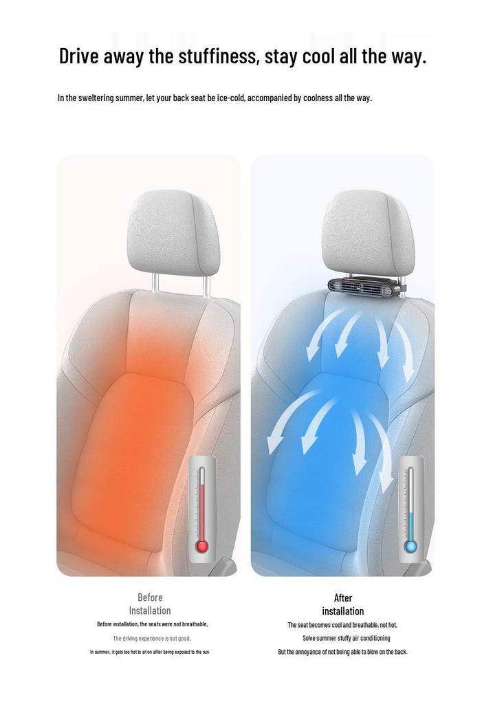 Car Seat Dual-Turbine USB Fan - Low-Noise New Car Aroma Gift