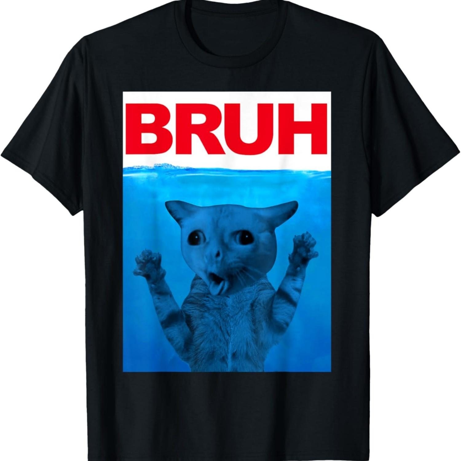 Bruh Meme Funny Saying Brother Greeting Teens Boys Bruh Cat T-Shirt S
