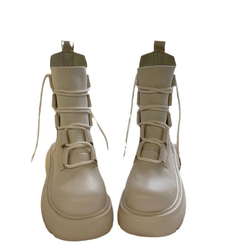 White British Martin Boots Women's 2025 Autumn New Thin Small Thick-soled Heightening Lace-up Versatile Short Boots