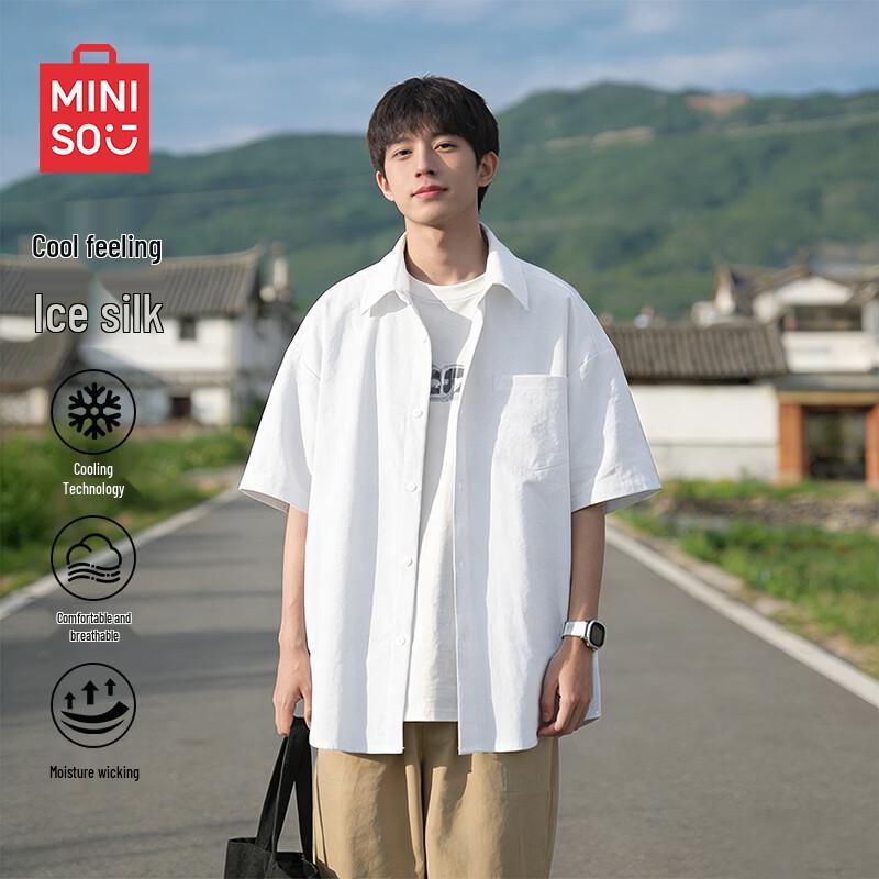 MINISO Men s Ice Silk Short Sleeve Casual Shirt L