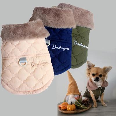 Winter-Haustier-Hundejacke, warme Kleidung für kleine Hunde, Mantel, Weste mit Pelzkragen, Baumwolle, Haustier-Outfits für Französische Bulldoggen, Welpenkleidung
