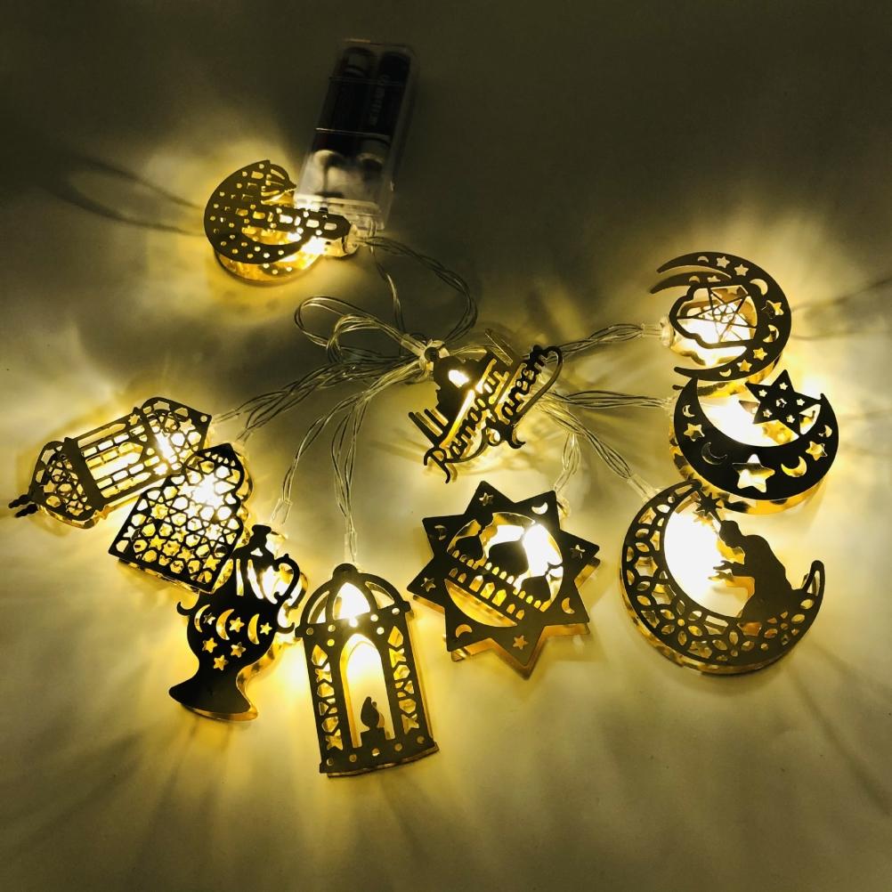 Ramadan Eid Lichterkette Batteriebetrieben Mond Stern Lampe Mubarak Mond LED Lichterkette für Innen