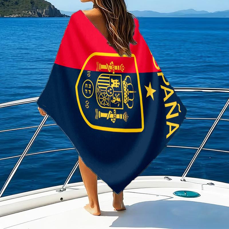 Spain's Royal Emblem Printed Beach Towel, Super Soft Microfiber, Perfect Gift Birthday, for Pool, Beach, Travel, for Family and Friends