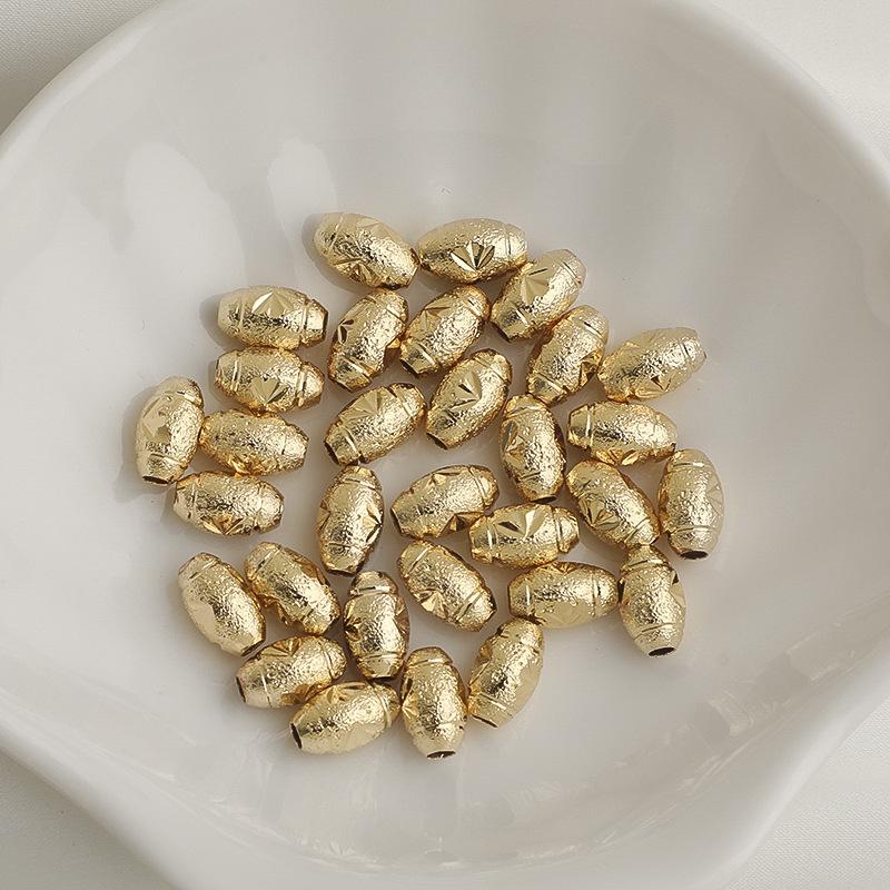 14K Gold Filled Frosted Oval Crystal Bead Spacers for DIY Bracelet Jewelry