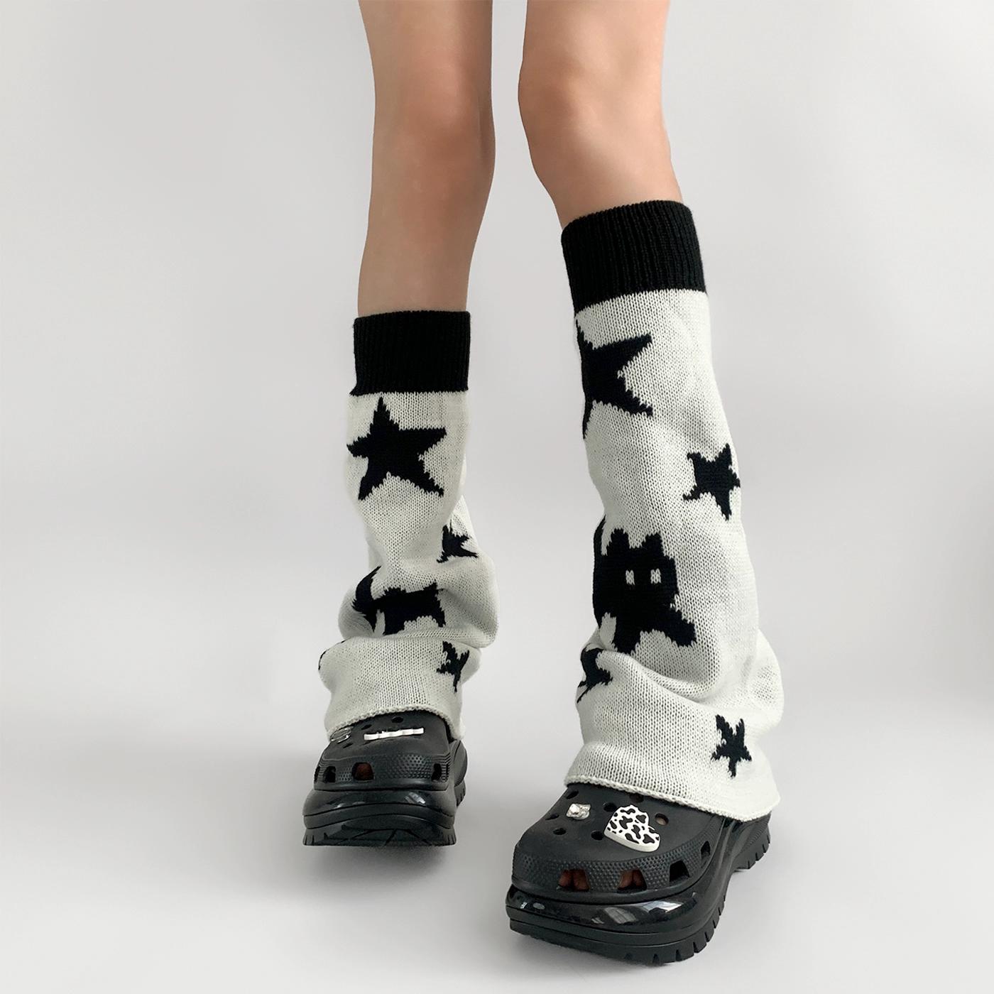 

Вязаные шерстяные носки Star Kitten для женщин, белые, теплые, до середины икры, похожие на носки One Size