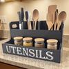 Wooden Spoon Fork Storage Box Space Saving Tableware Storage Rack Silverware Holder  Living Room