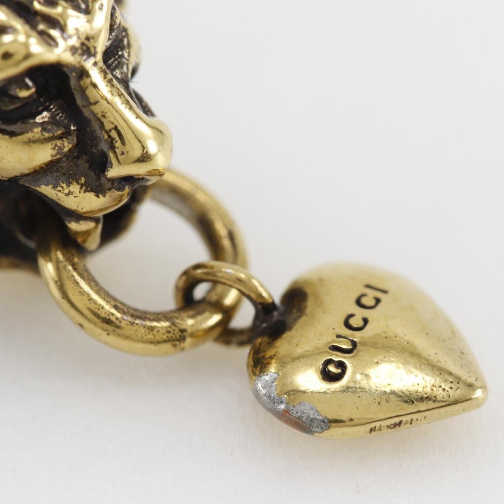 GUCCI Lion head Ring heart Plated Gold #7.6(US Size) heart 7.3g Women Used
