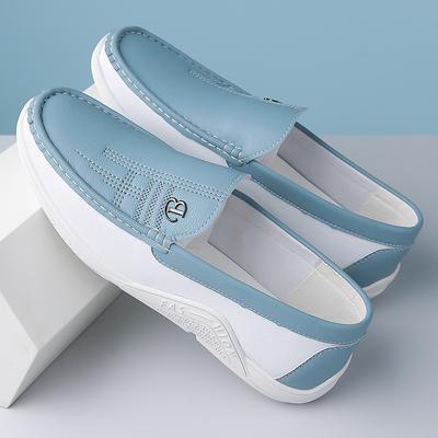 Pánské ležérní boty z hovězí kůže Prodyšné bílé tenisky Boty na řízení, chůzi, tenis pro muže Ploché boty Luxusní značkové boty