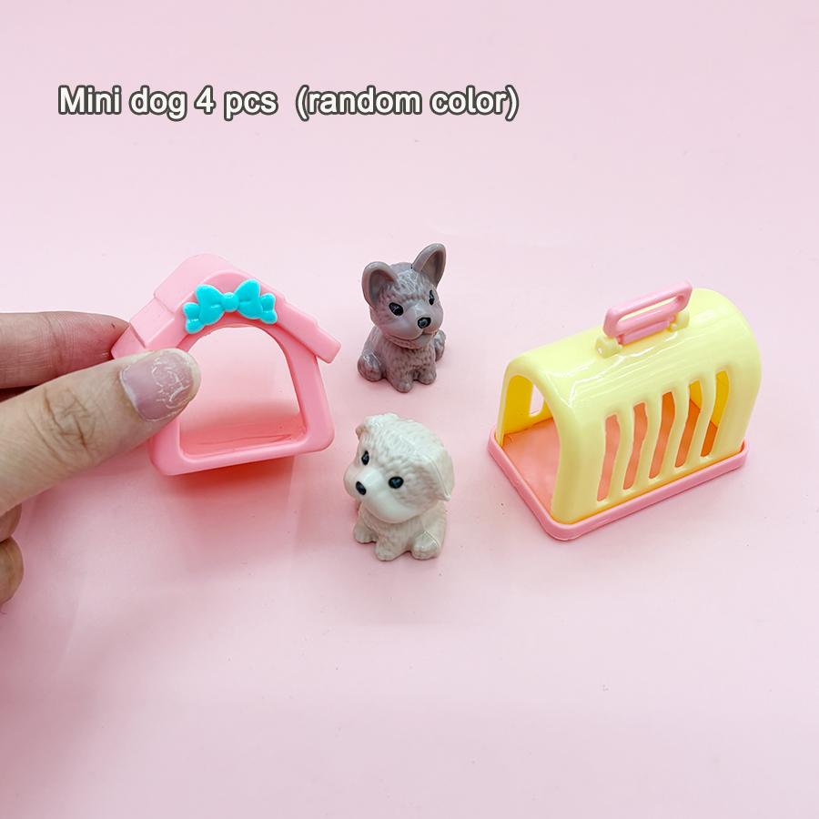 Dollhouse Item Kawaii Mini Dog Doll Accessories Puppy Cat Set Plastic Mini Items Toys for Children 3+ Funny Educational Toy