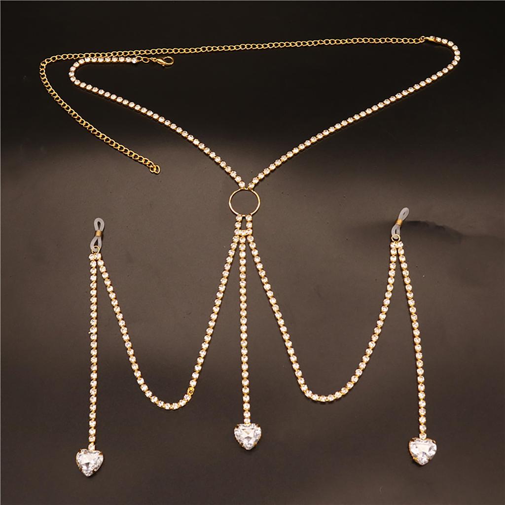 Fashionable M Shaped Waterdrop Heart Pendant Bra Chain Handmade Body Jewelry Accessories for Parties and Daily Wear