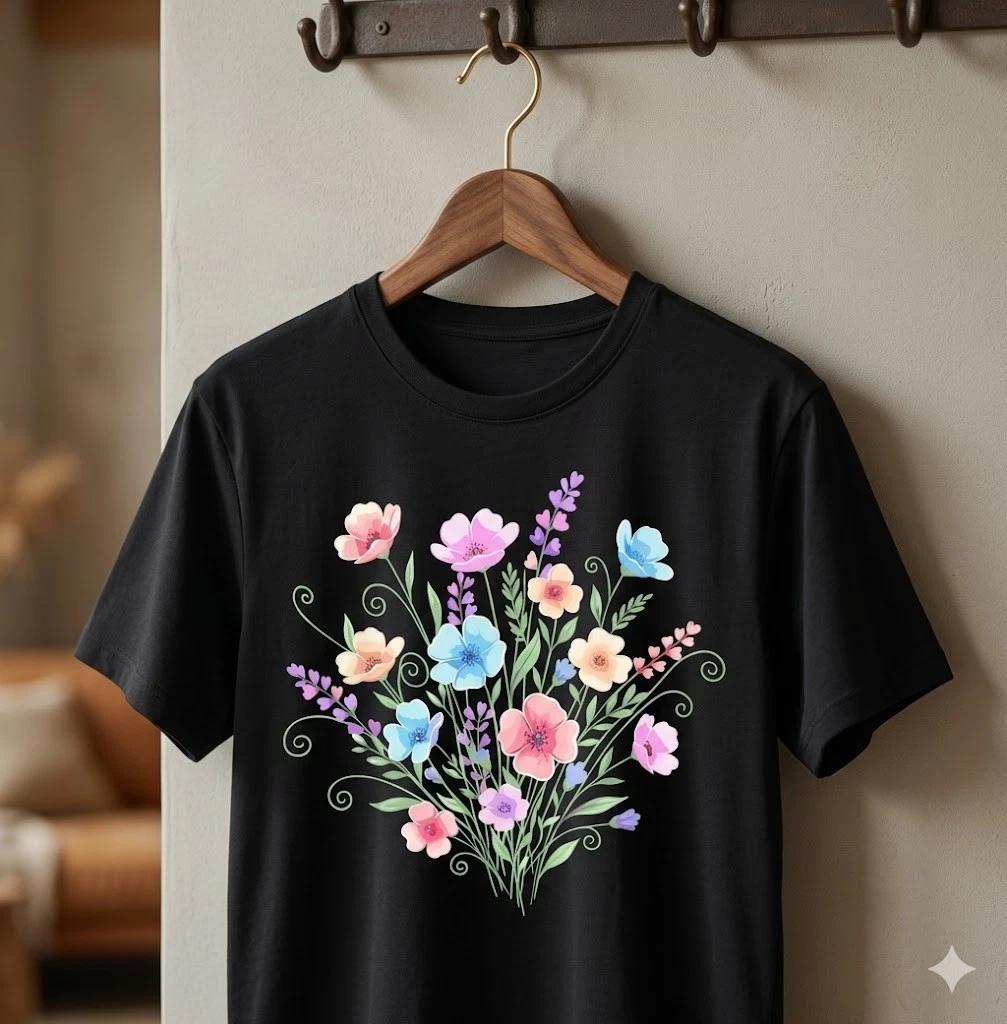 Unisex Adult Casual Graphic Cute Wildflower Floral Garden Flowers G... S