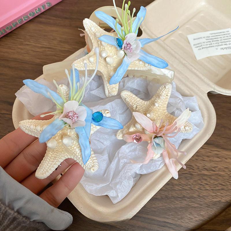 Ocean Series Hair Clip Eternal Flower Starfish Shark Clip Headwear Seaside Tourism Vacation Photography Hair Accessories