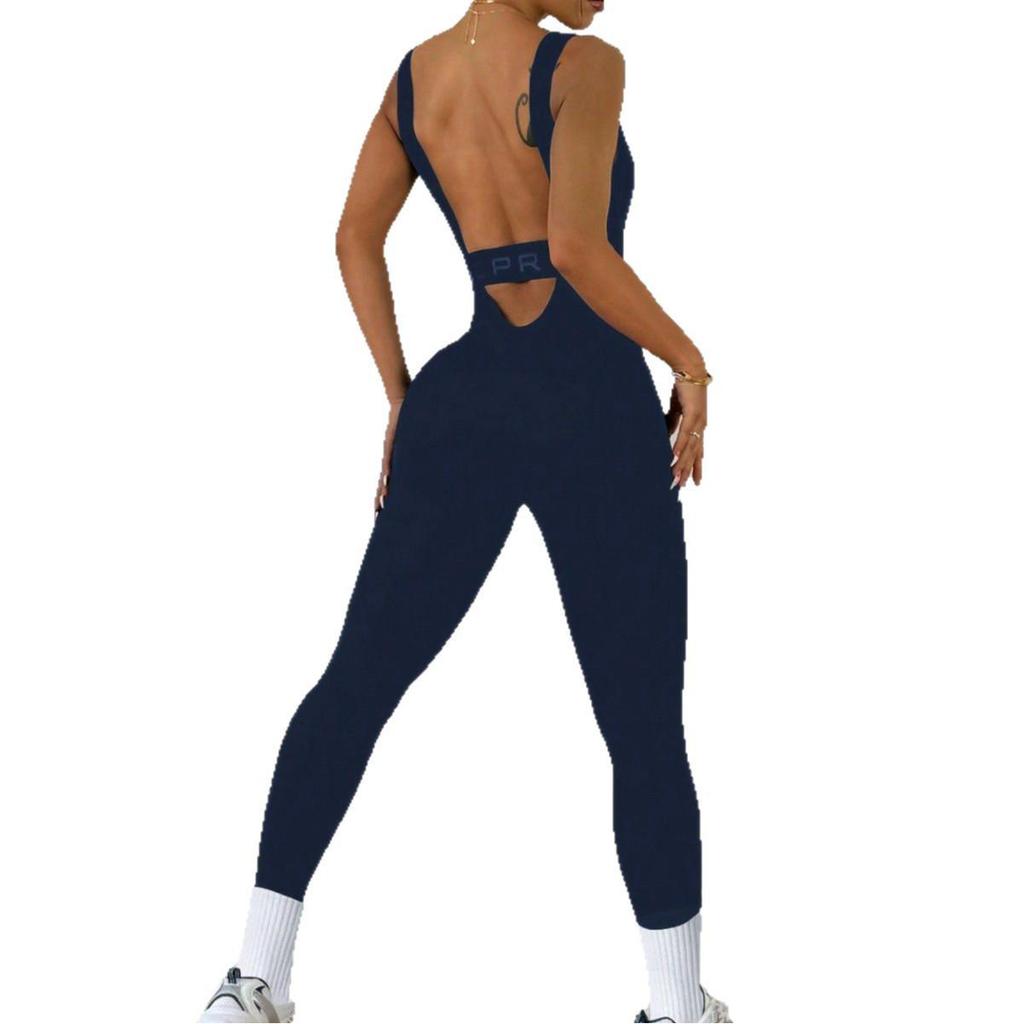 European & American Backless Tight Yoga Jumpsuit for Women - Hollow-Out, Hip-Lifting, No Chest Pads