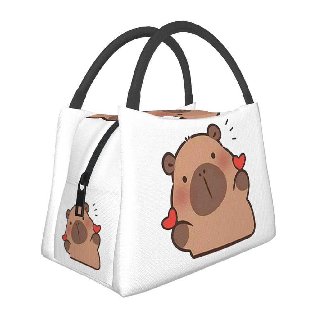 Cute Capybara Be Cappy Insulated Lunch Bag for School Bento Storage Food Boxes Portable Container Cooler Thermal Lunch Box Tote
