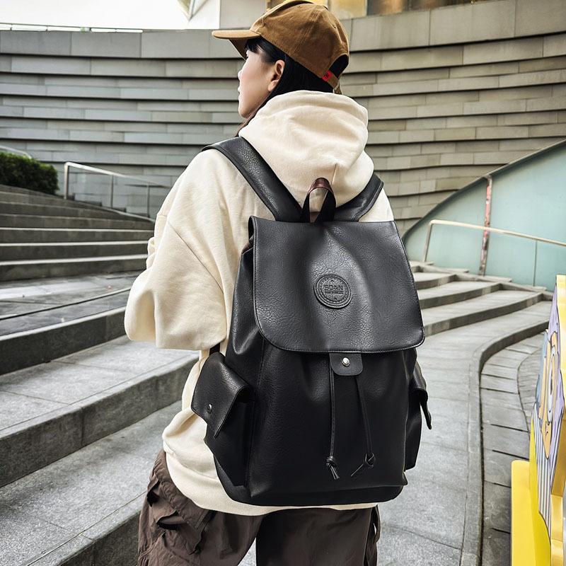 Retro Backpack Women's New Leisure Travel Backpack Large Capacity Leather College Student Schoolbag Men's Computer Bag