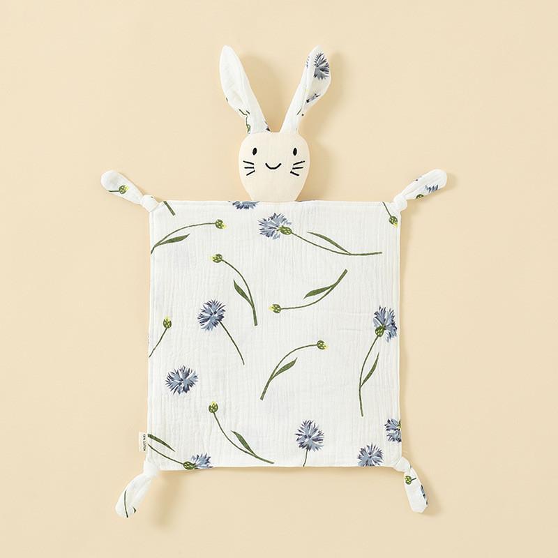Baby Animal Cotton Swaddle With Plush Rabbit Toy For Sleep And Comfort