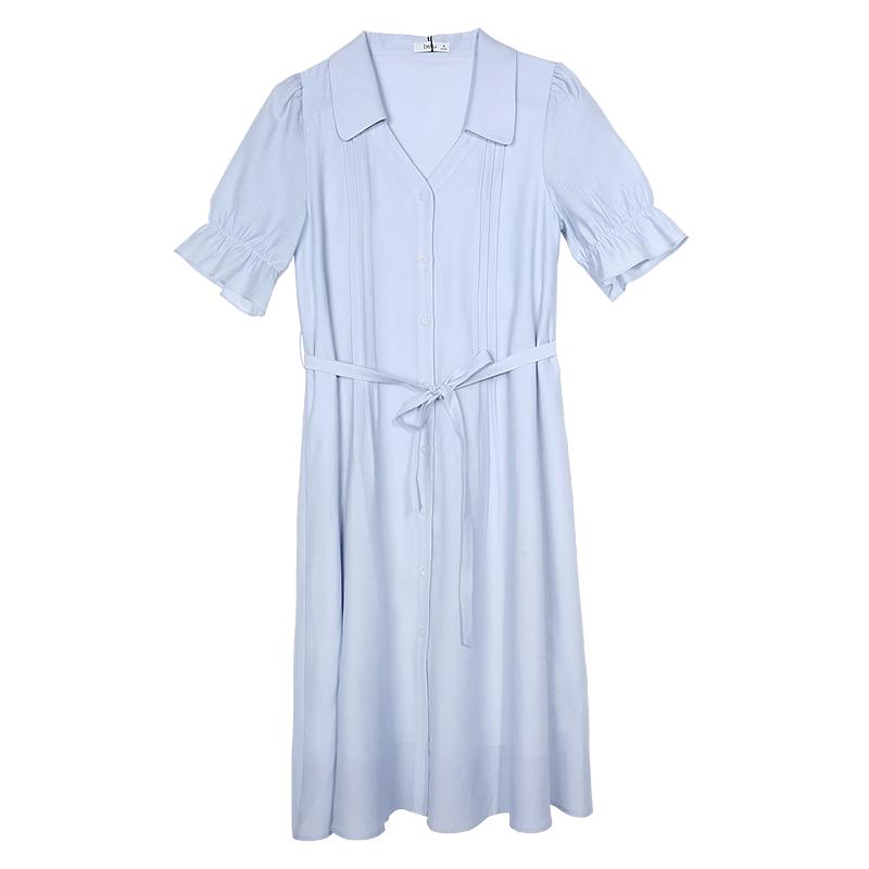 Betu Women s Summer Micro-Wrinkle Midi Dress with Belt XS