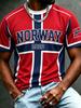 2026 Norway Flag Soccer Jersey Print Short Sleeve Crew Neck T Shirt Flat Printing Sleeve Men Sports Training Casual Fan Top