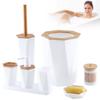 8Pcs Bathroom Set with Soap Dish Dispenser Trash Can Toilet Brush Bathroom Ensemble - Soap Dish Dispenser Trash Can Toilet Brush