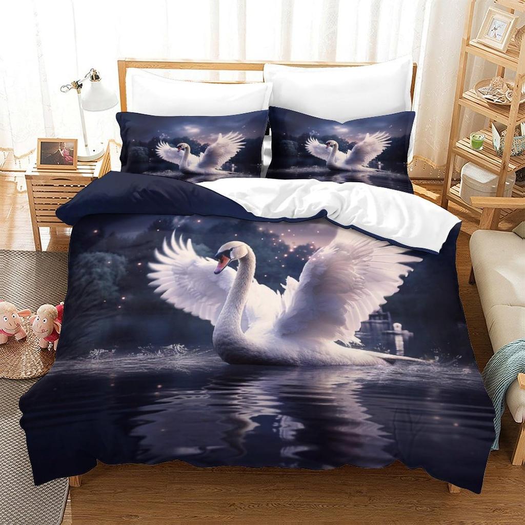 Duck Bedding Set Animal Duvet Covers For Kids Boys Bedroom Decor Natural Themed Quilt Cover With 1 Quilt Cover And 2 Pillowcases