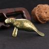 Solid Brass Shark Blue Whale Miniature Figurine Handcrafted Feng Shui Ornament for Office Tabletop Home Gift