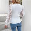 New Autumn Casual Dating Retro Minimalist Style Lace White Long Sleeved T-shirt Top for Women