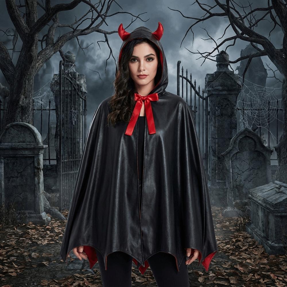 Bow Gothic Costume Cape Washable Durable Witch Cape Funny Halloween Hooded Cloak Princess