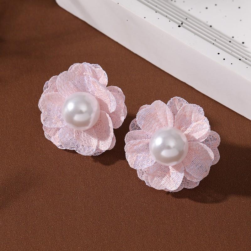 Garden Sweet Silk Fabric Flower Earrings - Elegant Stud Earrings for Women - Beach Style Ear Rings