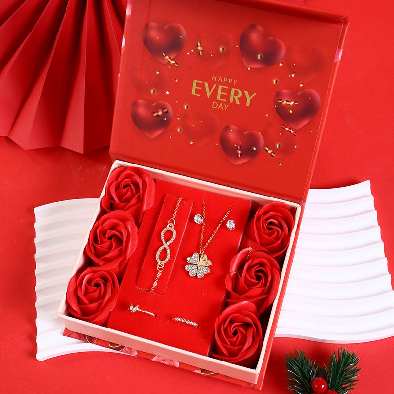 Valentine's Day Mother's Day Women's Day Light Luxury Business Gift Set Necklace Earrings Ring Bracelet Mom