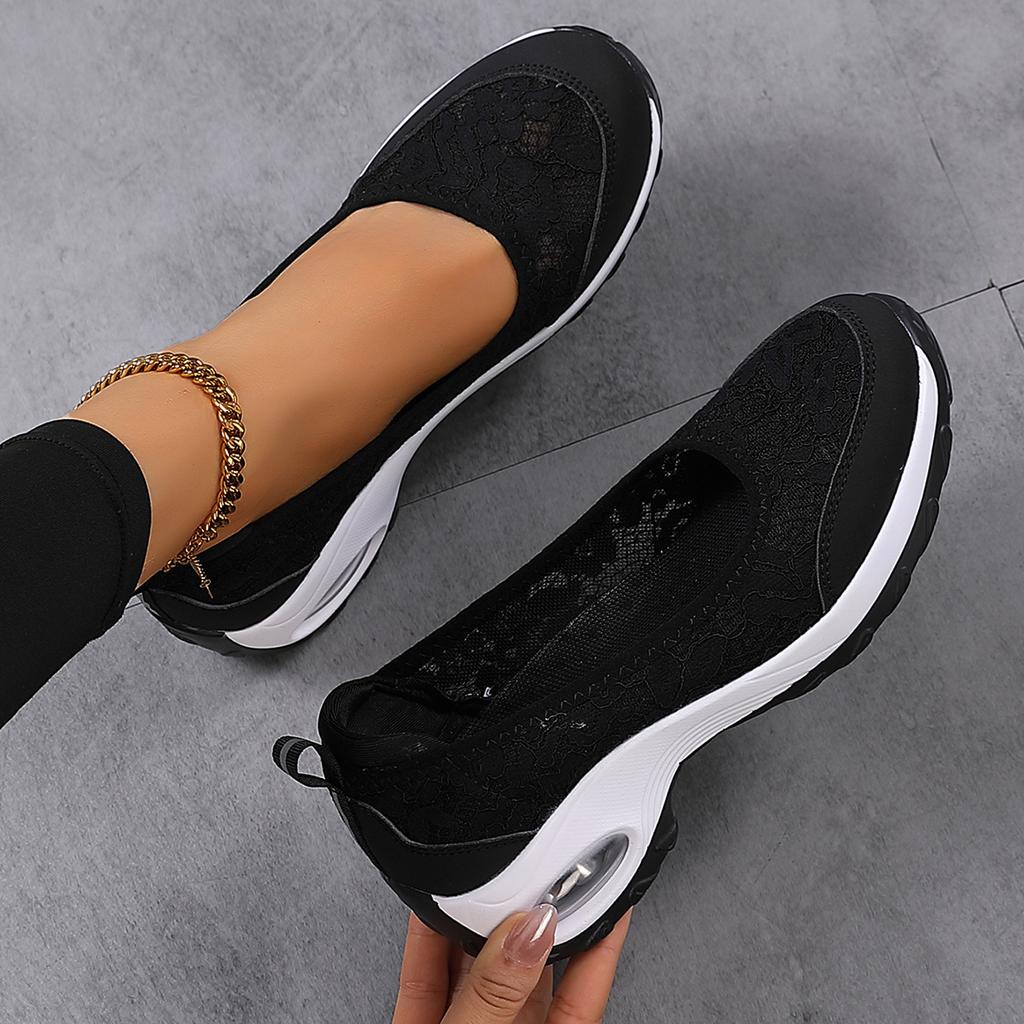 Large Size Women's Shoes Rocking Shoes Summer Lace Women's Shoes Rocking Shoes Sports Mesh Muffin Mesh Single Shoes