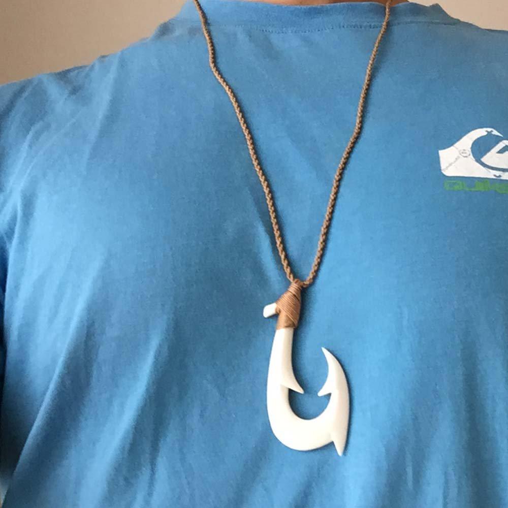 Fishhook Bone Necklace, Large Size (Oversized) LU1930 Hawaiian Fishing Hook