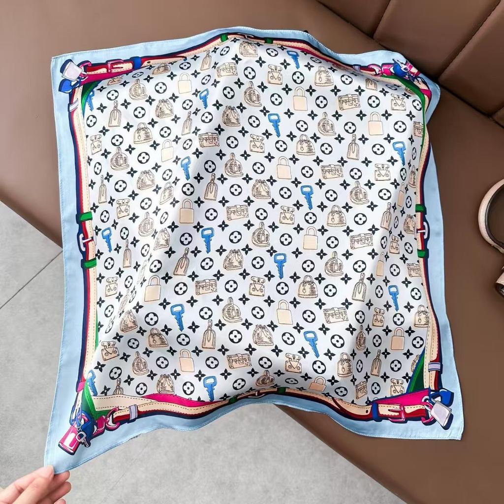 New Silk Silk Scarf Women's Spring Fashion Elegant Peony Plain Crepe Satin Silk Scarf 100% Mulberry Silk Square Scarf 53 Silk Scarf